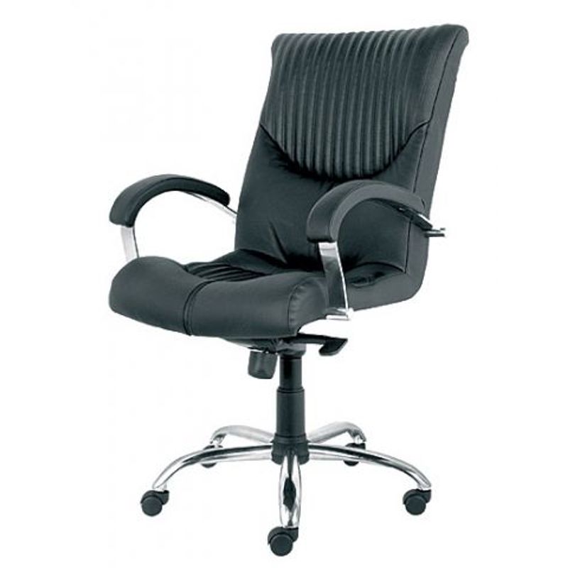 Крісло керівника GERMES steel chrome LB (LE-A), шкіра нат. Split, чорн