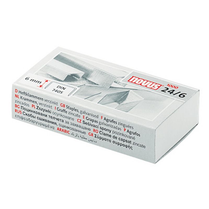 Скоби № 24/6, до 30 аркушів, (ширина=11, 5мм, висота ніжки 6мм), (1000 шт. )