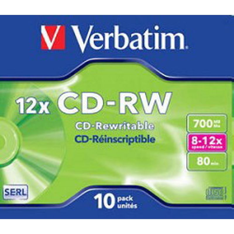 Диск CD-RW Jewel Verbatim DL+ 700MB/80 min 8x-12х