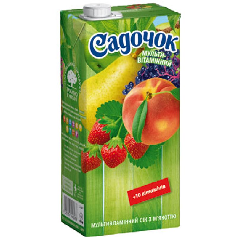 Сок мультивитамин с мякотью (+10 витаминов), Садочок, 1л