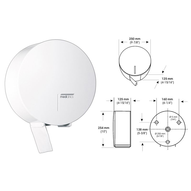 Тримач д/туал. паперу метал. біл. (рул до 24см)