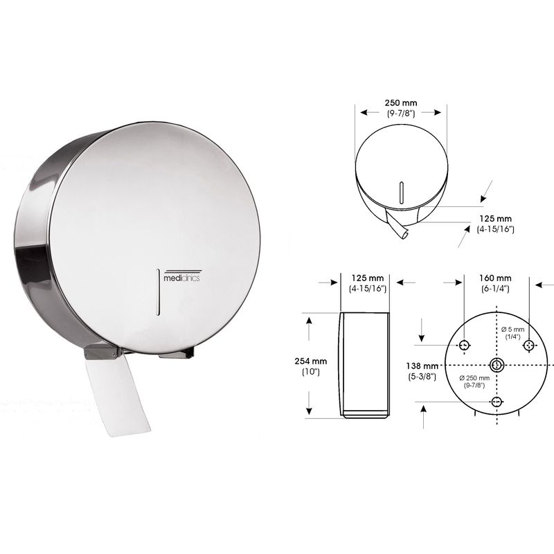 Тримач д/туал. паперу метал. глянець нерж. (рул до 24см)