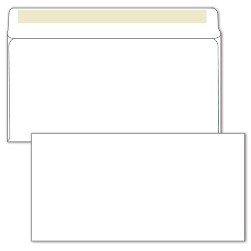 Конверт паперов. Е65 (евро) (110х220мм) білий МКЛ, (0+0) мокроклеючі