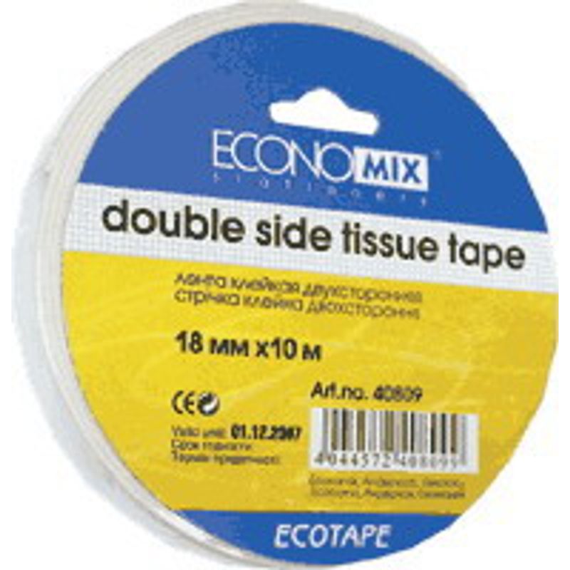 Скотч двосторонній 18 х 10м (тонкая прозрачная основа)