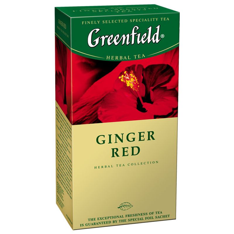 Чай Гринфилд травяной каркаде Ginger Red, (пакет на нитке) 25*2г