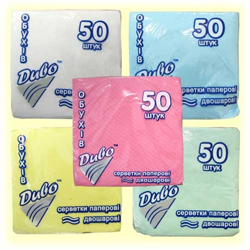 Серветки сервірув. 2-х сл. 24х24см білі 50шт. Обухов