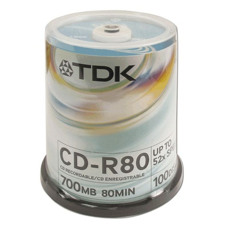 Диск CD-R (Cake 100) TDK DL 700MB/80 min 52х