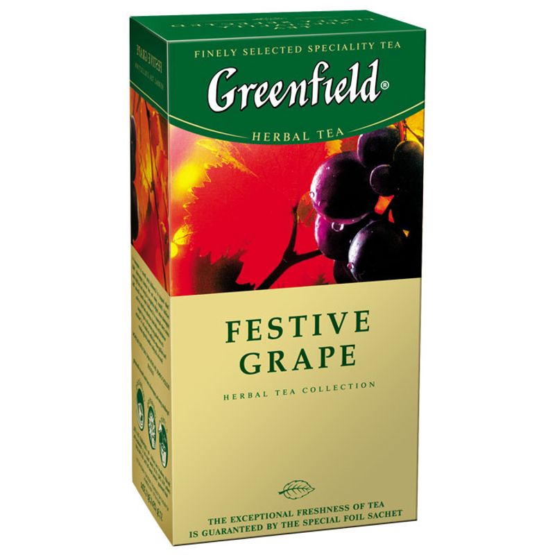 Чай Гринфилд травяной виногорад Festive Grape, (пакет на нитке) 25*2г