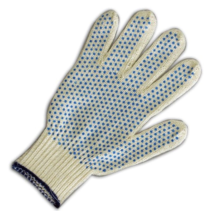 Перчатки х/б с ПВХ точкой, средние, серые (2 нитки)