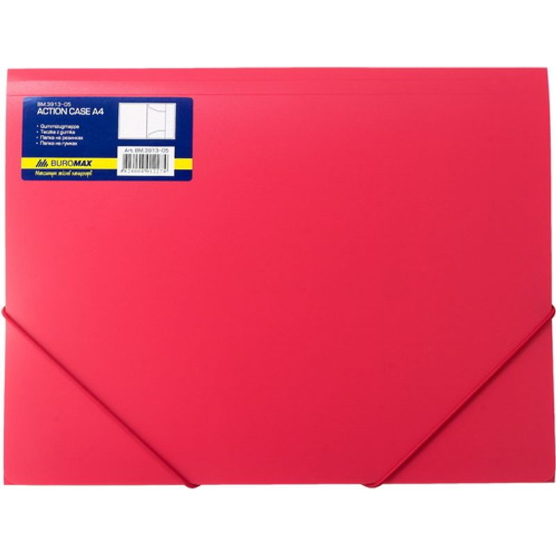 Папка на резинках А4 PVC непрозрачная красн,