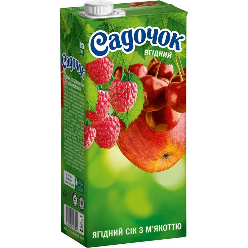 Сок ягодный с мякотью (вишня+малина+яблоко)) Садочок, 1л - Магазин ...