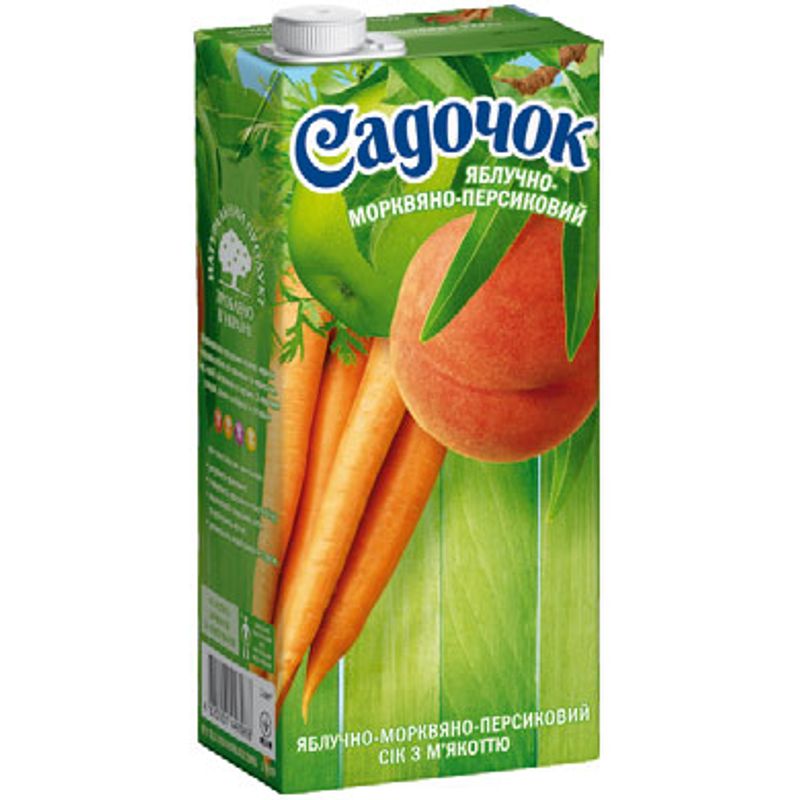 Сок яблочно-морковно-персиковый Садочок, 1л