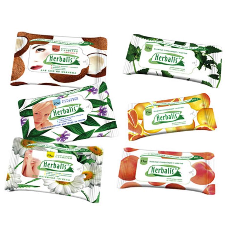Серветки вологі для сняття макіяжу Herbalis 20 шт