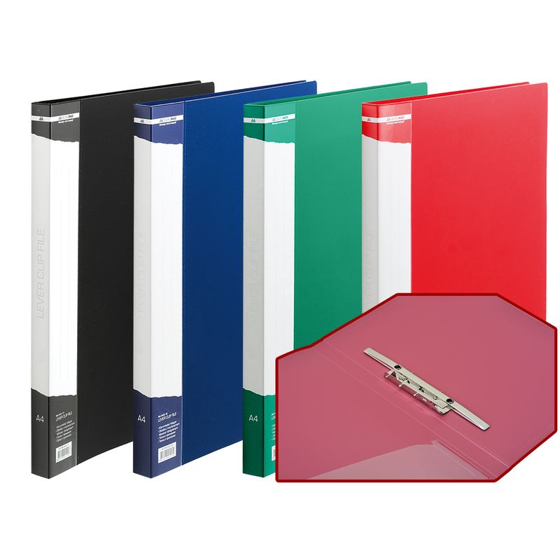 Папка с прижимом длинным и карманом пластик плотность 700мкм, ассорти