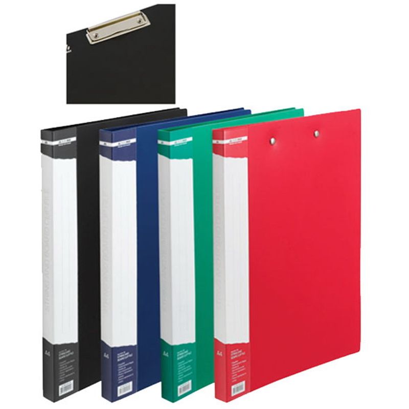 Папка с прижимом и клипом пластик плотность 700мкм, ассорти