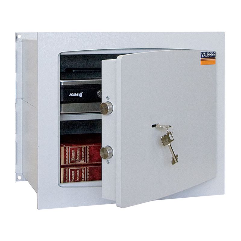 сейф вбудовується в стіну; зовн. 380х450х286мм, внут. 342х414х231мм; замок ключовий; 1полка; Вес26