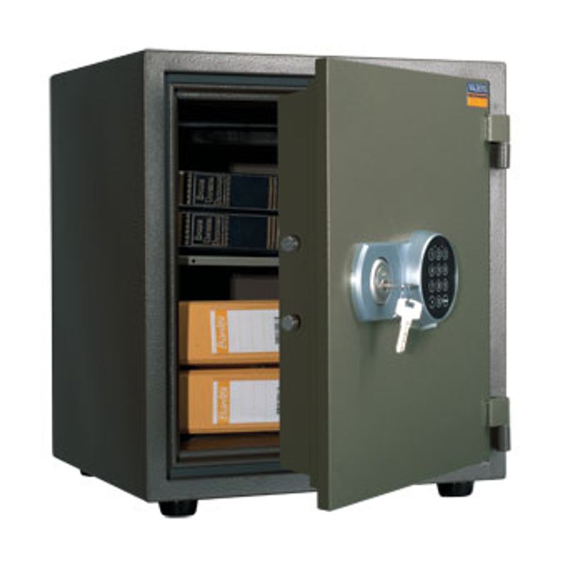 сейф вогнестійкий; зовн. 510х445х405мм, внут. 407х341х286мм; замок код-электро+ключ; лоток+1полк; Вес4