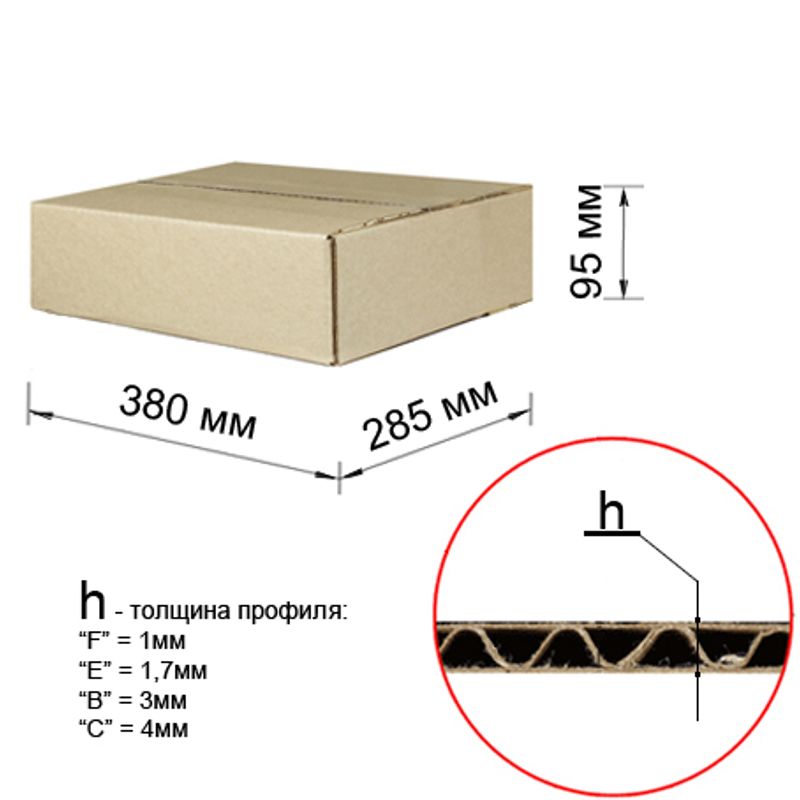 Гофрокороб 380х285х95 Т-21 бурий