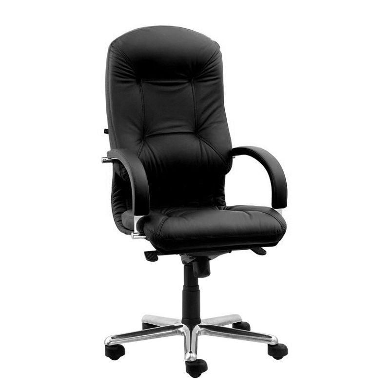 Крісло керівника APOLLO STEEL CHROME (LE) (чорна люкс шкіра, le a)
