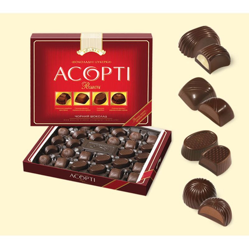 Конфеты Рошен Ассорти черный шоколад 215г
