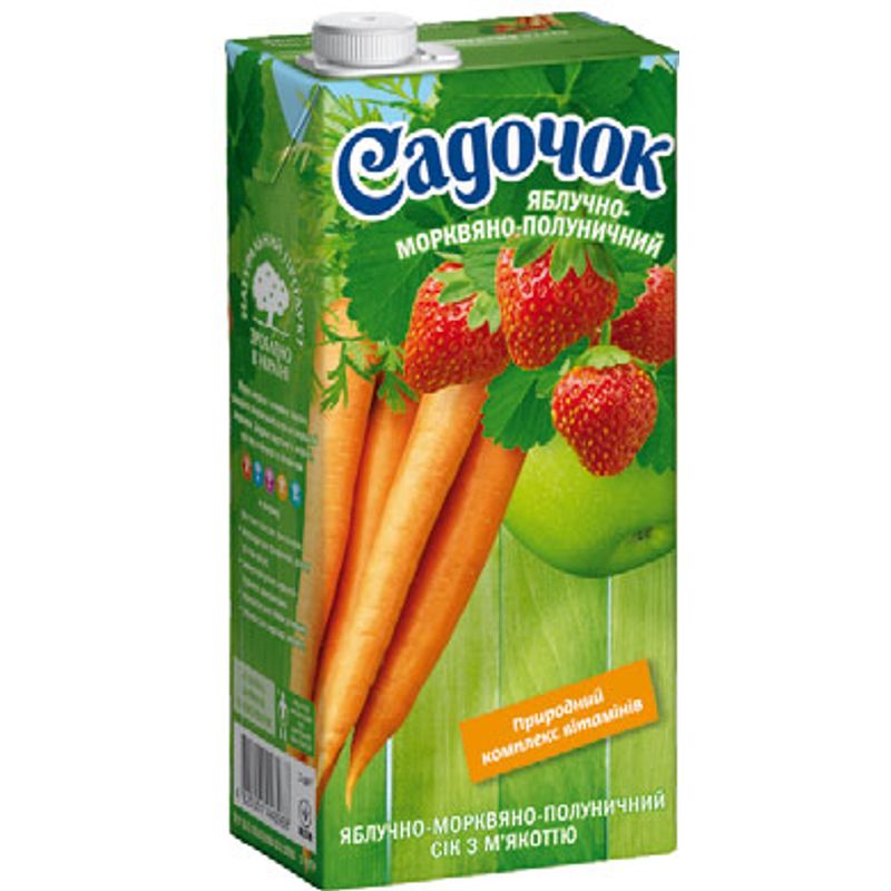 Сок яблочно-морковно-клубничный Садочок, 1л