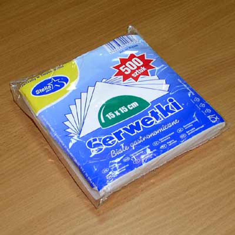 Серветки сервірув. 1-о сл. 15х15см білі гастрономічні 500шт