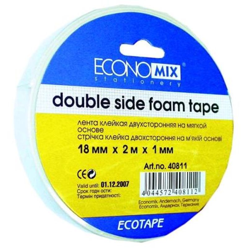 Скотч двосторонній пена 18 х 2м х 1мм