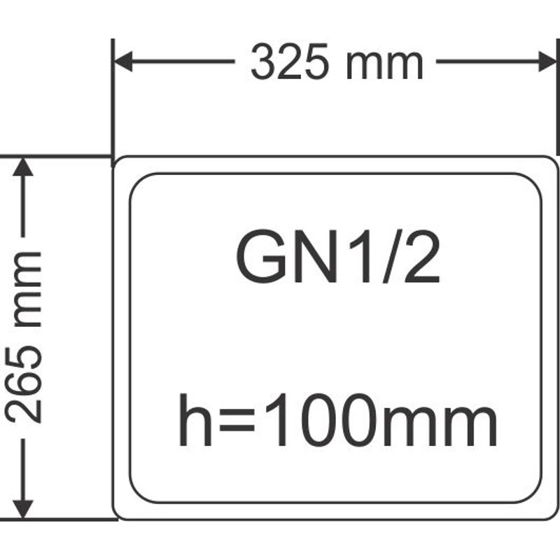 Гастроємкості, нерж. , з ручками, GN1/2(325х265мм) h100мм, товщ. 0. 8мм