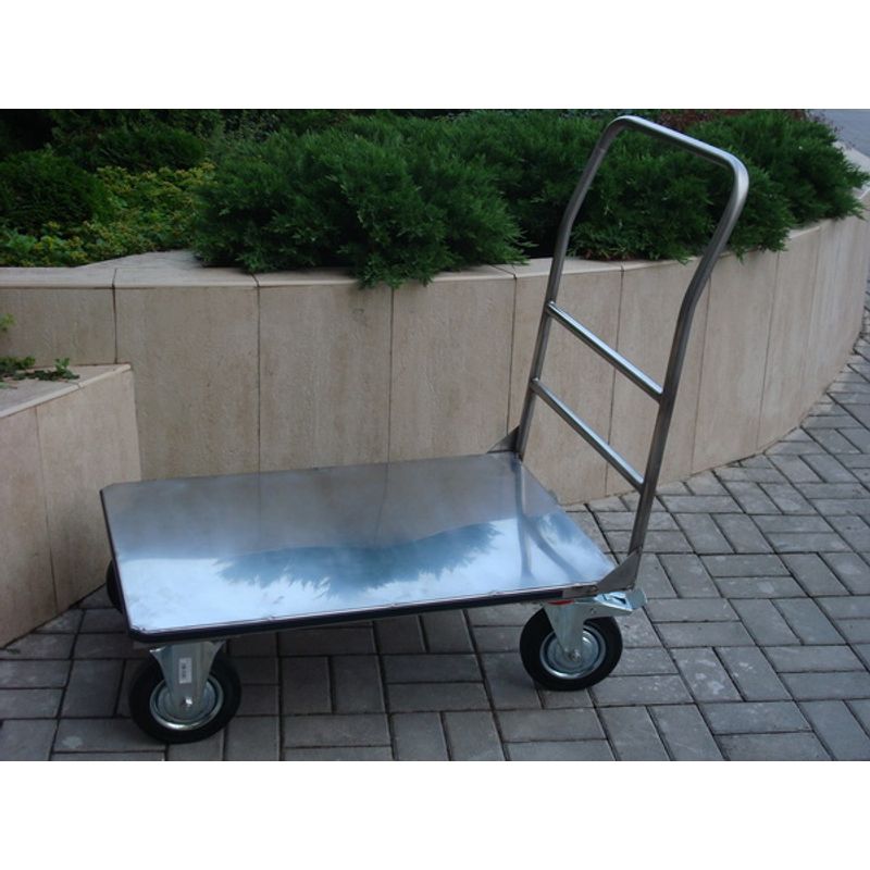 Тележка платформенная 900 х 600 мм нержавейка пищевая