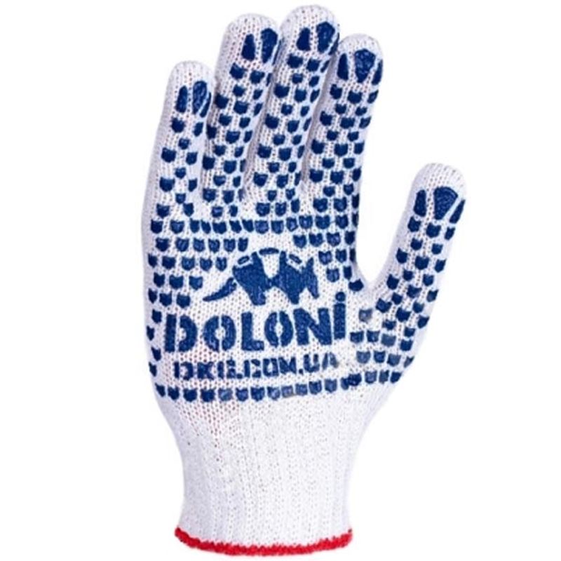 Перчатки х/б с ПВХ точкой, средние, серые (3 нитки)