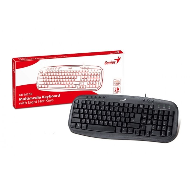 Клавиатура мультимедийная проводная черная Genius M-200 USB Black