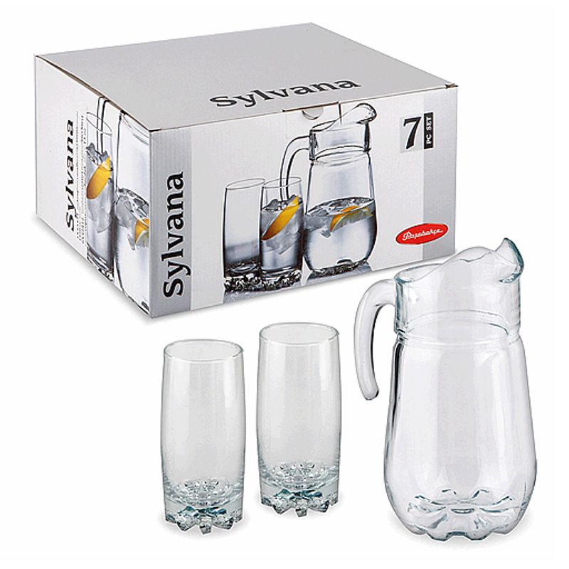 Набор: стекло кувшин + 6 высоких стаканов (1350 мл + 6*390 мл) Sylvana, 1 шт/уп