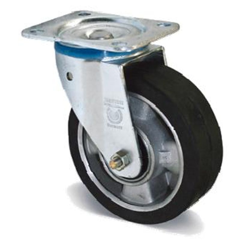 Колесо в поворотном кронштейне, диам. 160мм, эл. резина/алюминий, 300кг