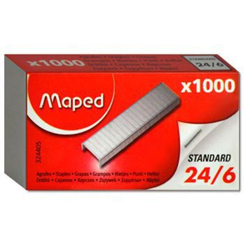 Скоби № 24/6, до 30 аркушів, (ширина=11, 5мм, висота ніжки 6мм), (1000 шт. )