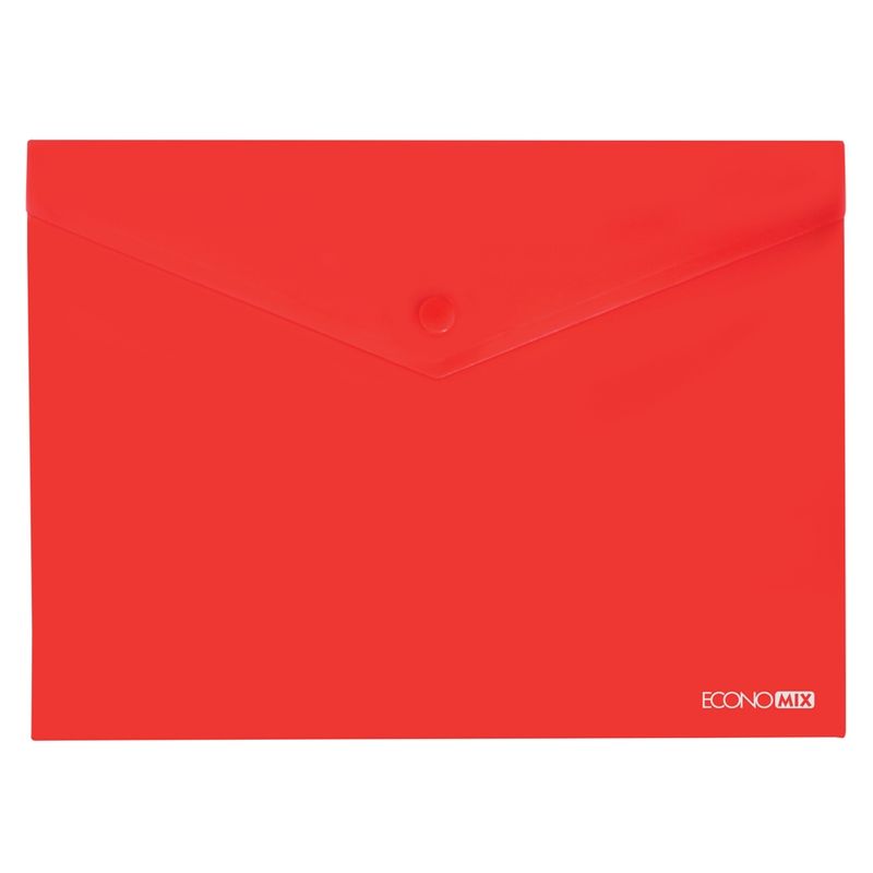 Конверт на кнопке А4 пластик. красный без логотипа
