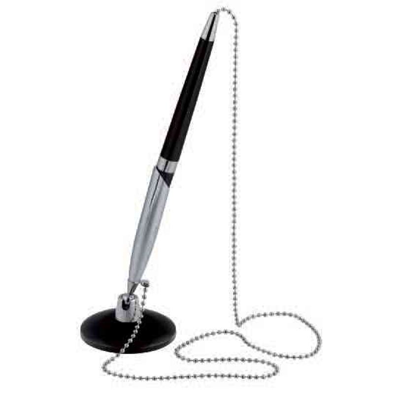 Шариковая ручка на подставке с цепочкой 0, 7мм мет. син