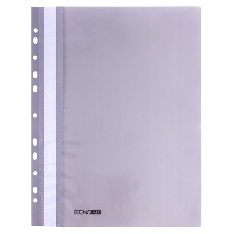 Скоросшиватель пласт. прозрачный верх с Евро перф. EС А4 серый