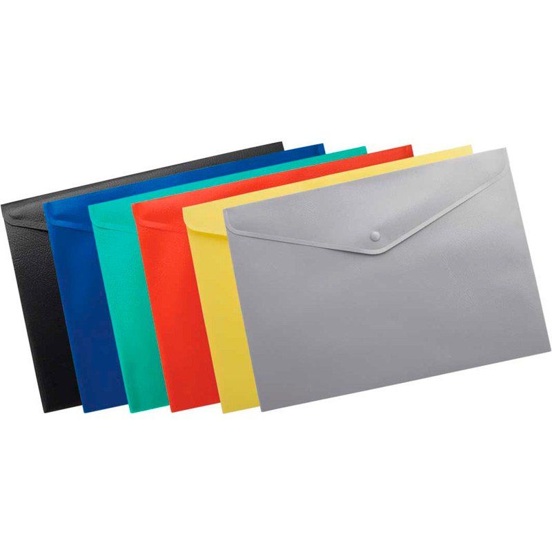 Конверт на кнопке A5 не прозрачный, глянец, рефленый желт