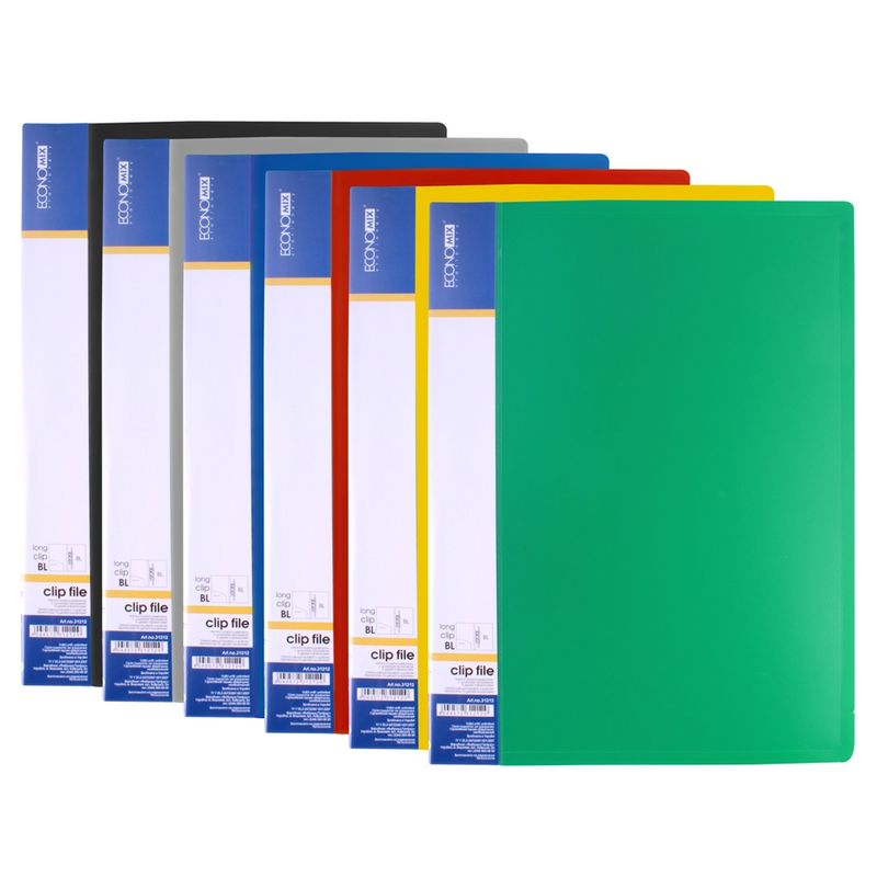 Папка с прижимом длинным и карманом пластик плотность 700мкм, ассорти