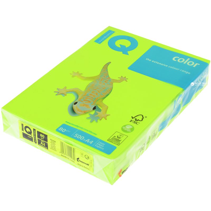 Папір кольоровий A4 зелений неон (80г/м2)500арк