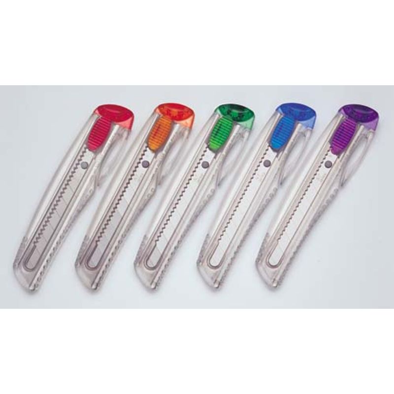 Ніж канцелярський великий, лезо 18 мм (метал. напр), пластік корпус прозорий, кут леза 58 град